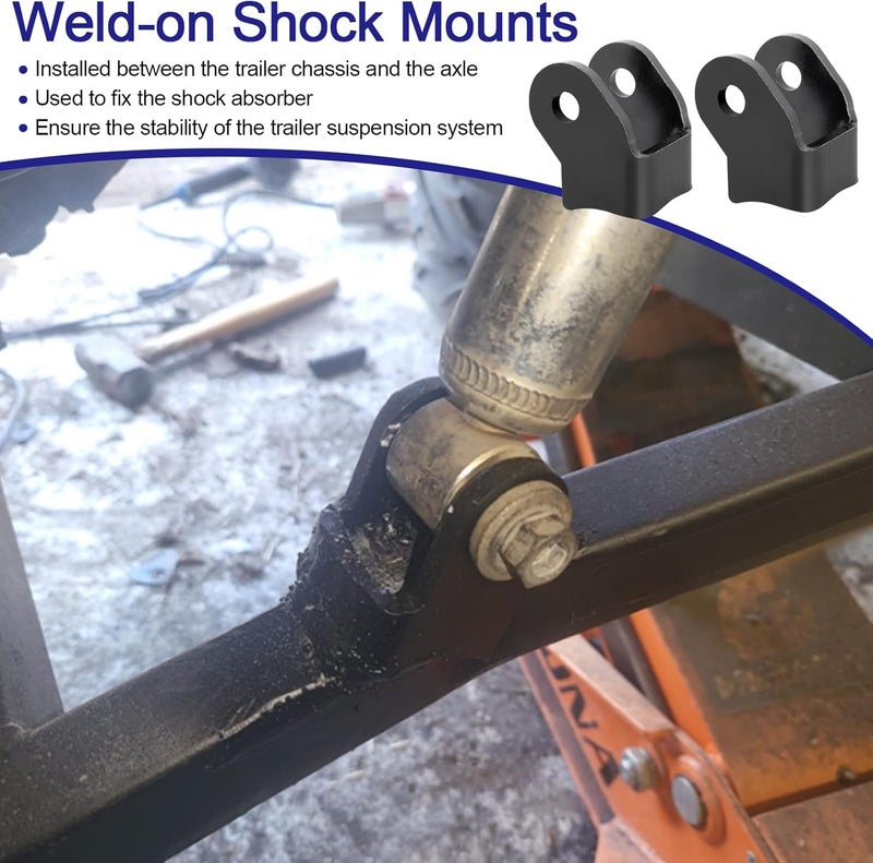 RO6G Shock Bracket Weld On Shock Mount - Heavy Duty Brackets for Off-Road Trailers Rear Axle Shock Mount Bracket Kit, Thick Weld On Shock Brackets - 1 Pair - Image 4